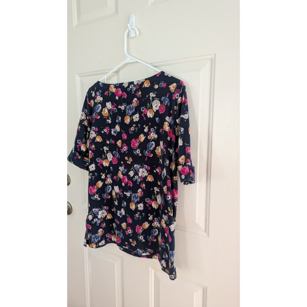 Lauren Ralph Lauren Black Label Blue Floral Top, 3/4 sleeves, XL, stretchy